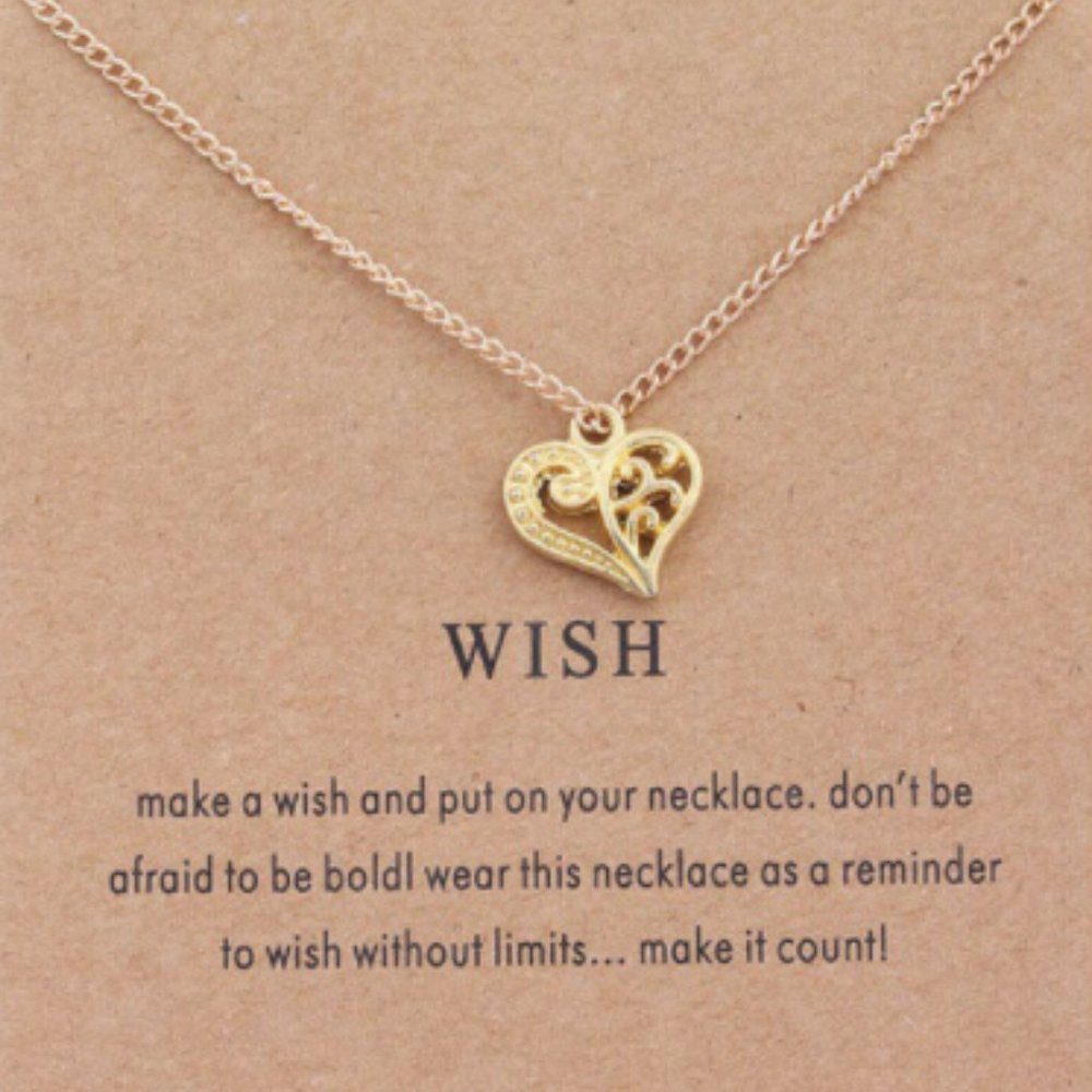 Delicate Gold Heart Wish Boho Layering Necklace